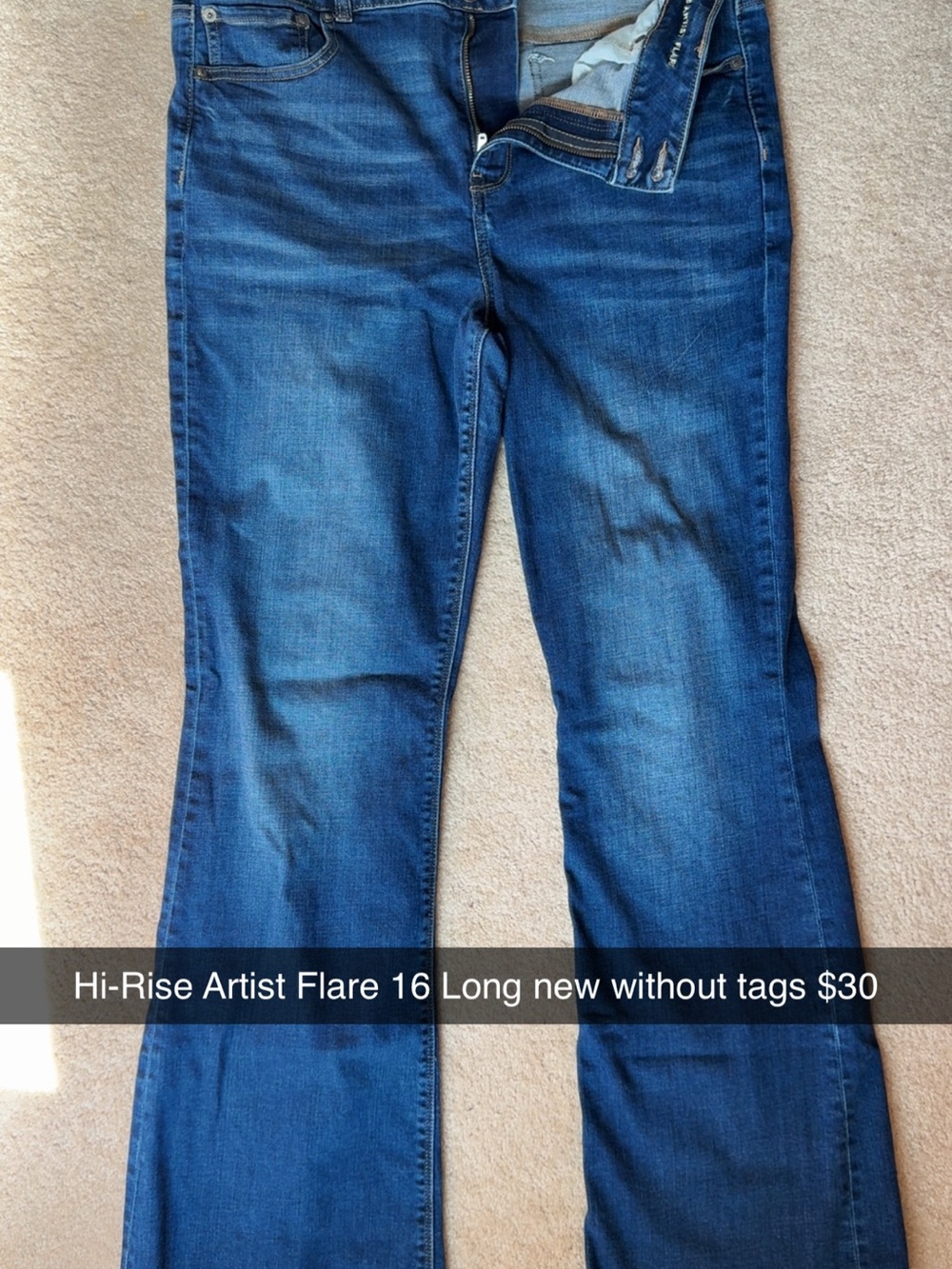 American Eagle Outfitters Women's High-Rise Flare Jeans - Dark Blue Wash